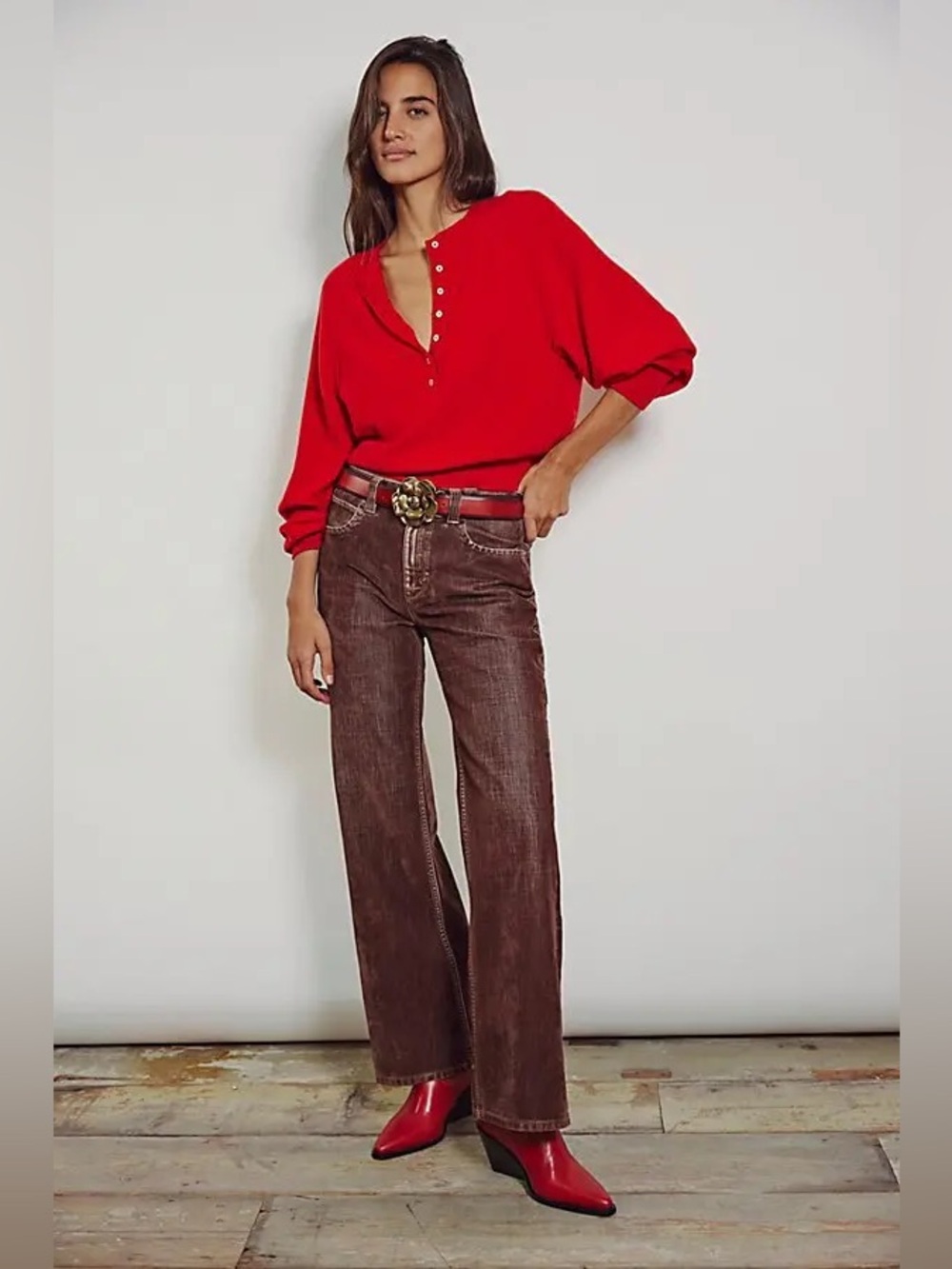 Free People Tinsley High-Rise Flocked Jeans